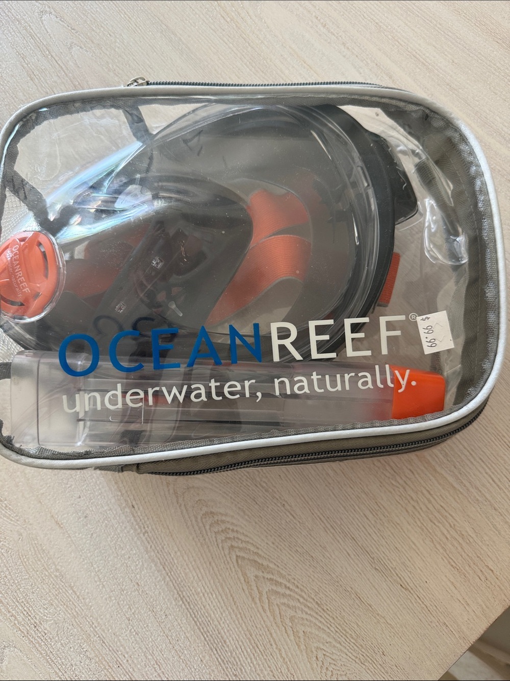 Full-Face Snorkel Mask in Orange and Black
